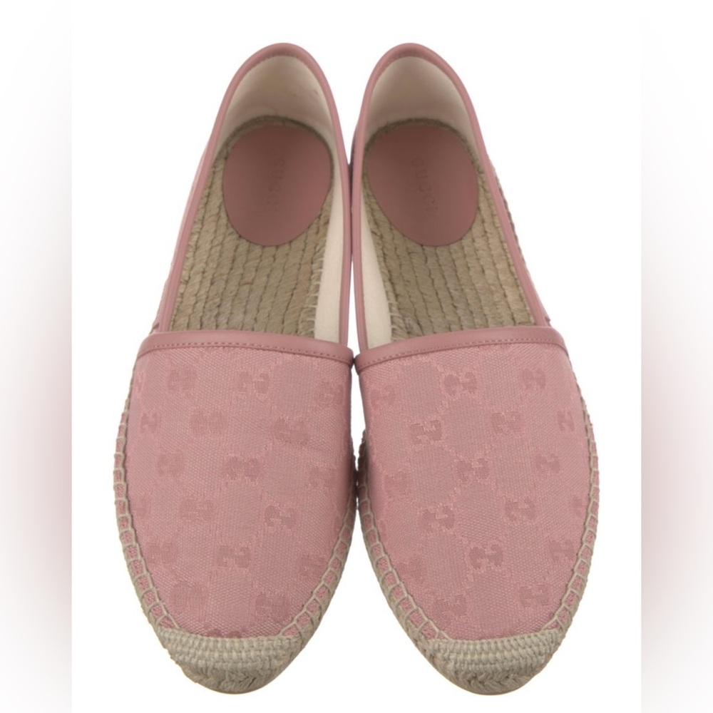 Gucci Pink Espadrille Flats with Jute Midsole